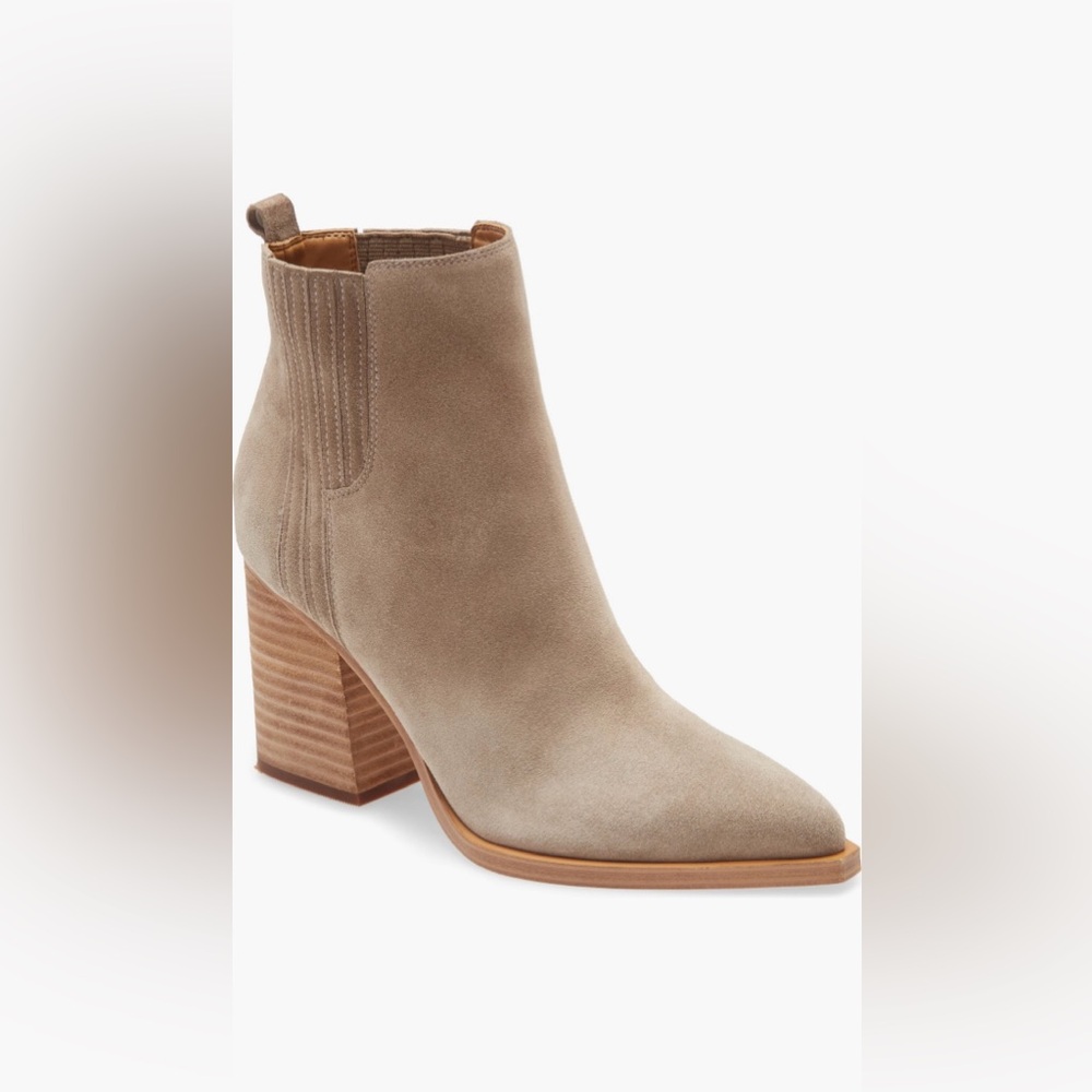 Marc Fisher Oshay Pointed Toe Bootie, Cloud Suede, Size 6, New Without Box